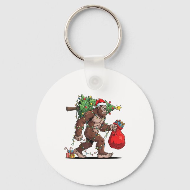 Llavero Funny Santa Bigfoot Christmas Tree Lights Xmas Boy (Anverso)