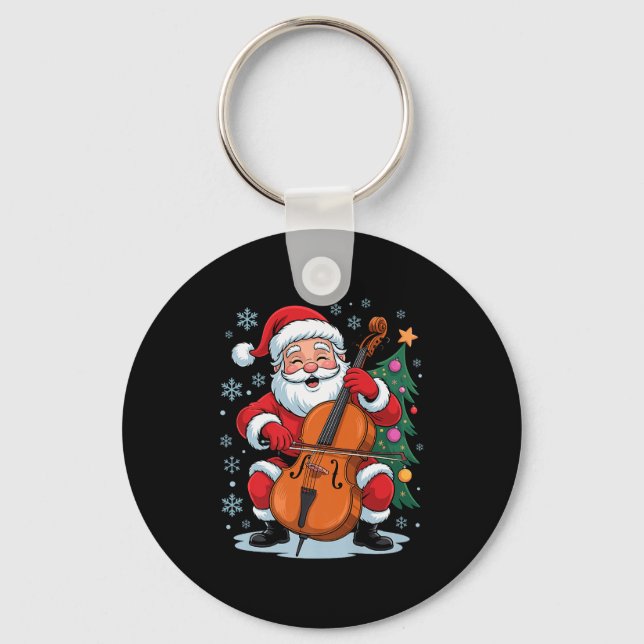 Llavero Funny Santa Christmas Design Cello Holiday Xmas Pa (Anverso)