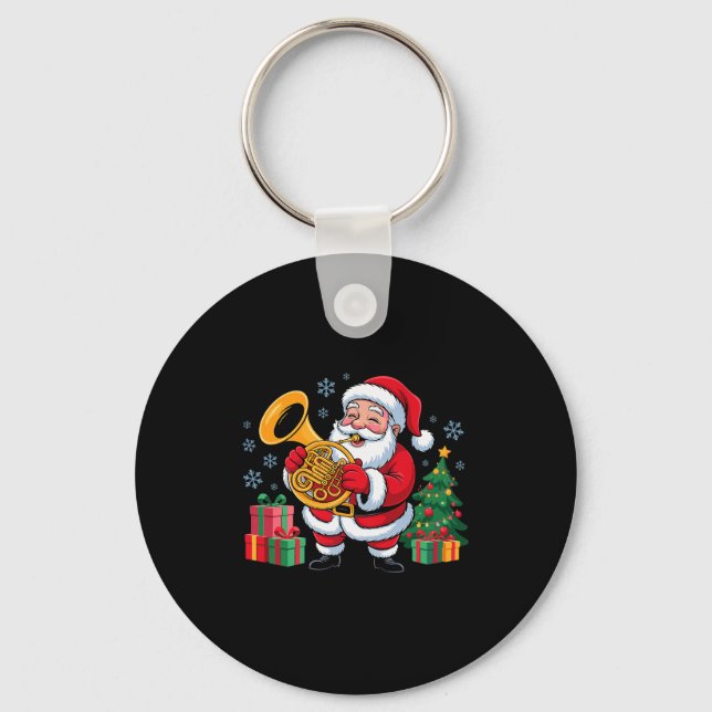 Llavero Funny Santa Christmas Design French Horn Holiday X (Anverso)