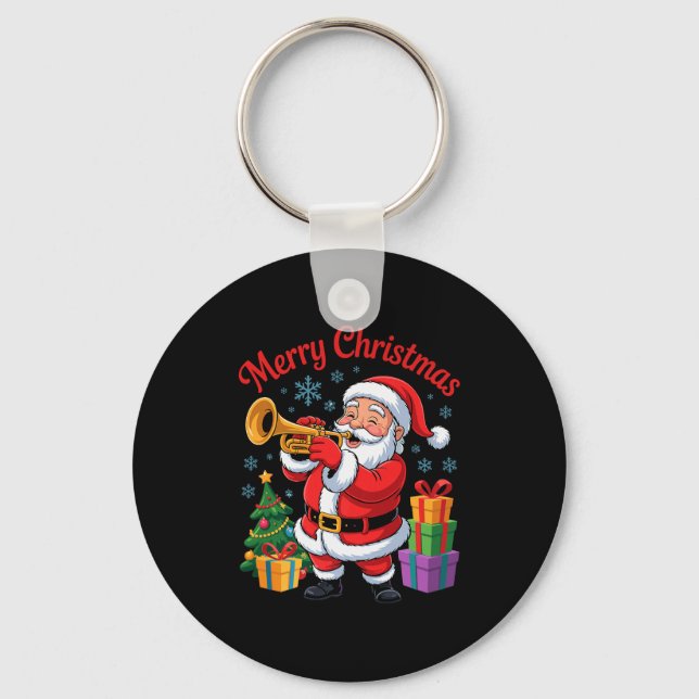 Llavero Funny Santa Christmas Design Trumpet Holiday Xmas  (Anverso)