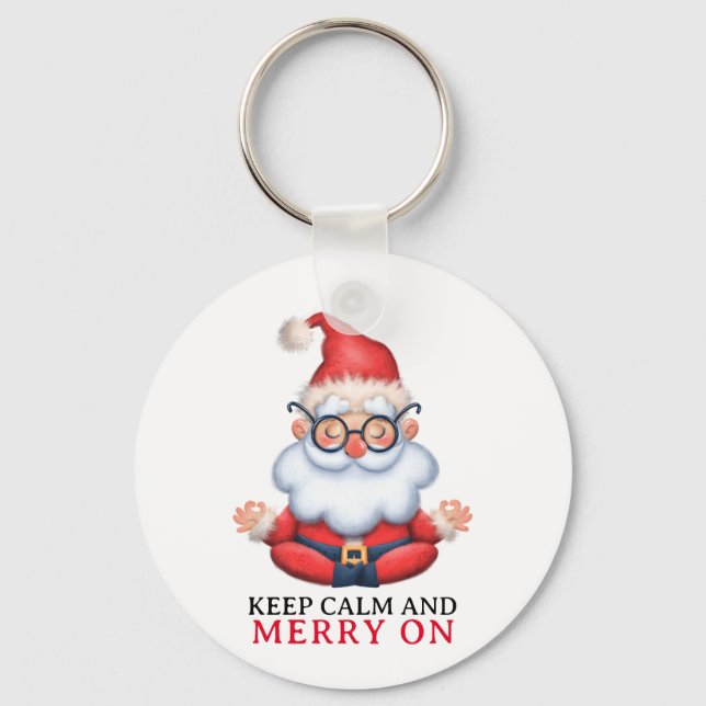 Llavero Funny Santa Claus Meditate Mantiene La Calma Y Sig (Anverso)