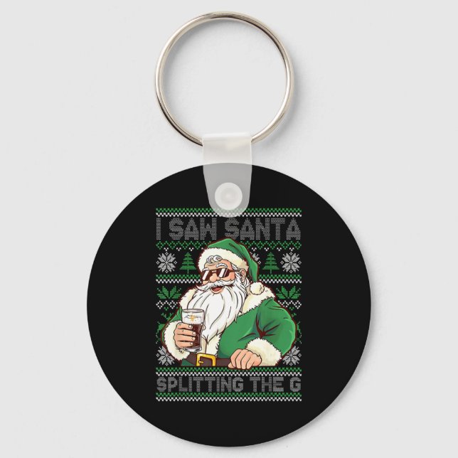 Llavero Funny Santa Drinking Beer Splitting G Christmas Ad (Anverso)