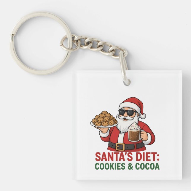Llavero Funny Santa Mug – Santa’s Diet: Cookies & Cocoa (Frente)