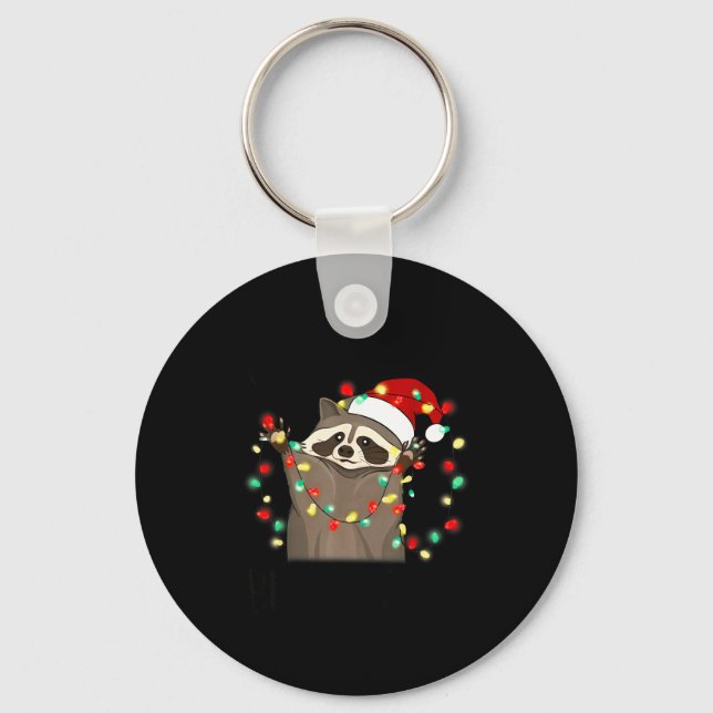 Llavero Funny Santa Racoon Overstimulated But Festive Xmas (Anverso)