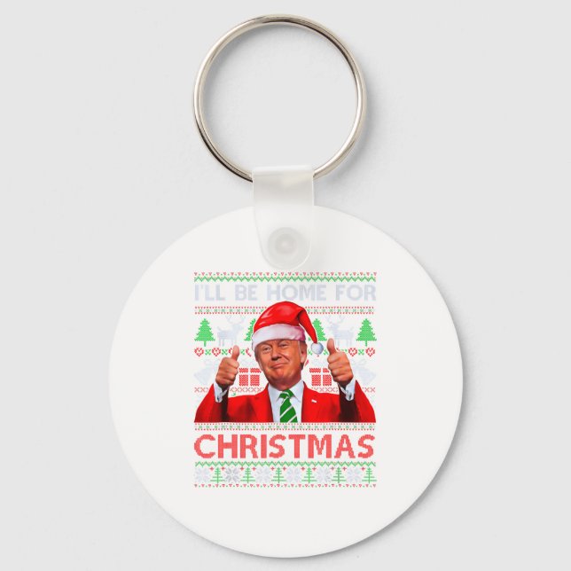 Llavero Funny Santa Trump Ill Be Home For Christmas  (Anverso)