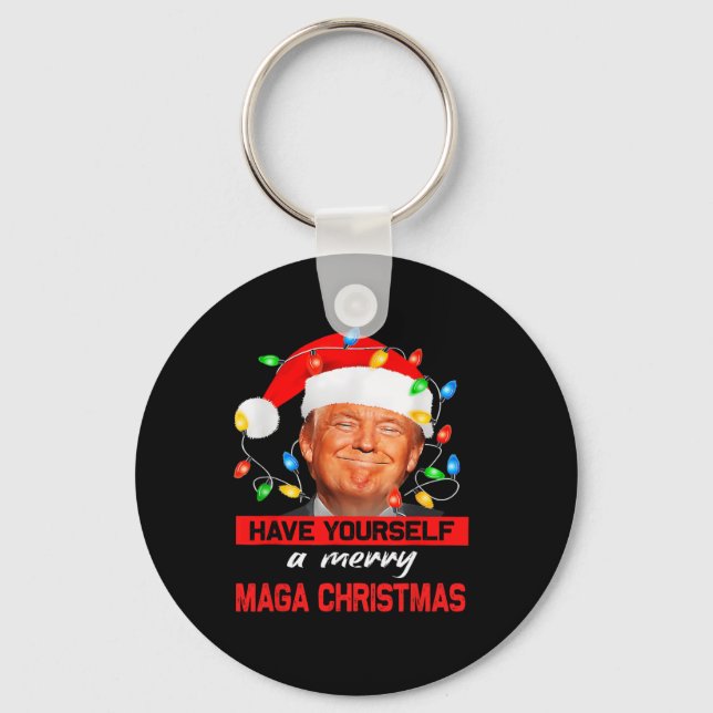 Llavero Funny Santa Trump se tiene una feliz Navidad (Anverso)