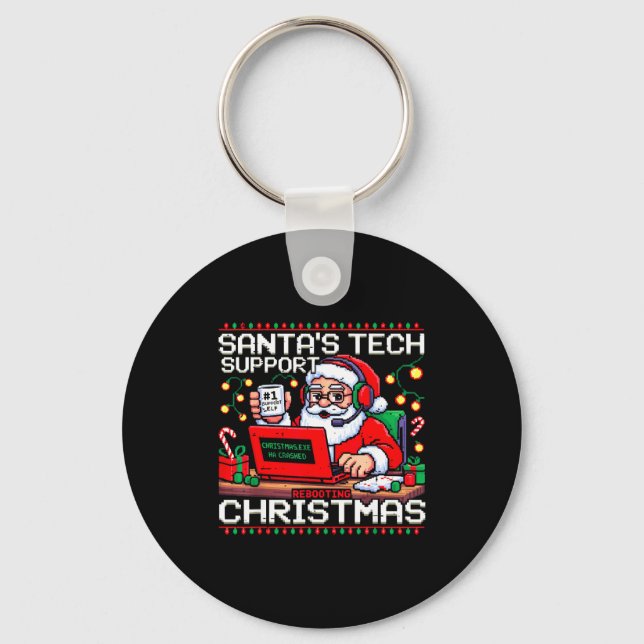 Llavero Funny Santa's Tech Suprt Rebooting Christmas Ugly  (Anverso)