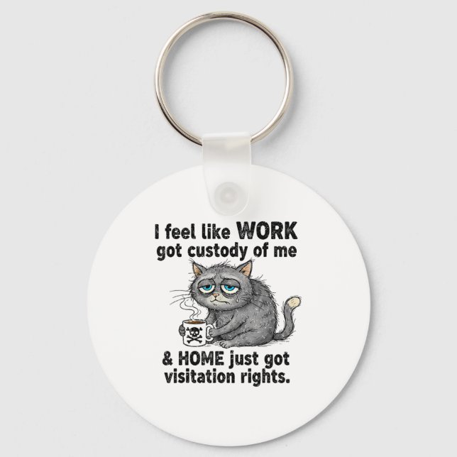 Llavero Funny Sarcastic Cat I Feel Like Work Got Custody O (Anverso)