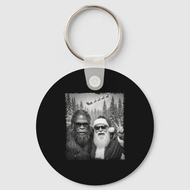 Llavero Funny Sasquatch Meme Cool Selfie With Santa Christ (Anverso)