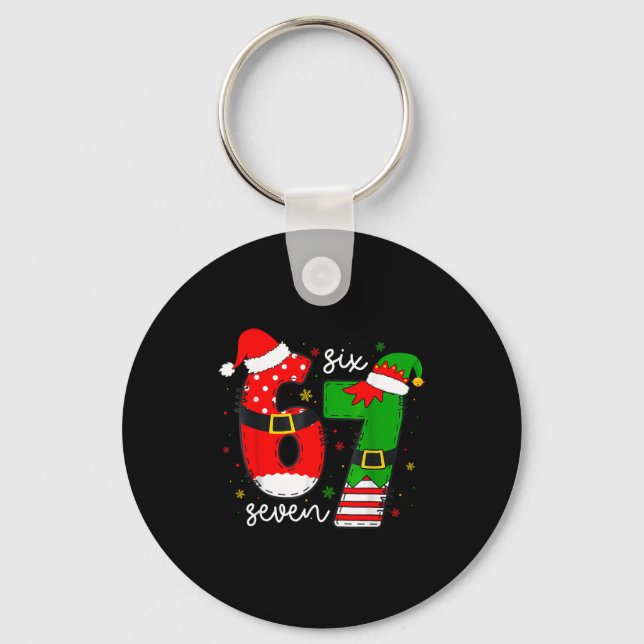 Llavero Funny Six Seven 67 Meme 6 7 Elf Santa Christmas Pa (Anverso)