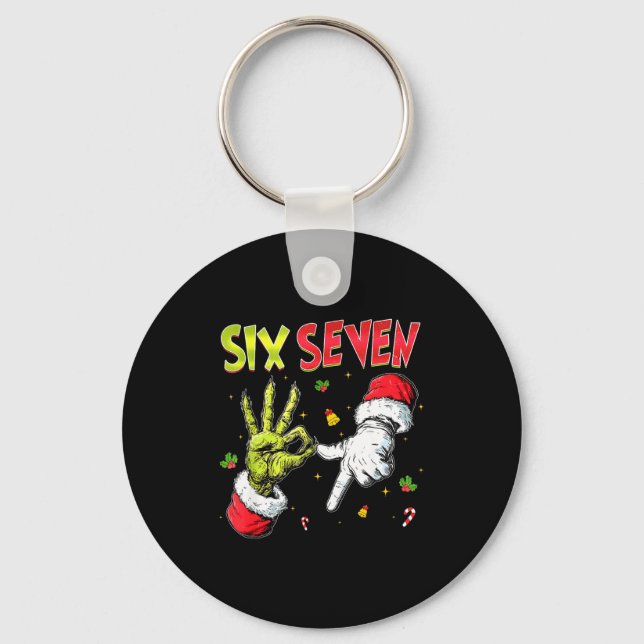 Llavero Funny Six Seven 67 Meme Monster Santa Christmas Pa (Anverso)