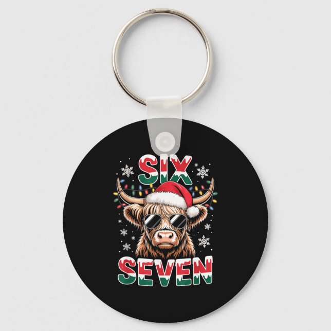 Llavero Funny Six Seven Highland Cow Christmas 67 Cool Xma (Anverso)