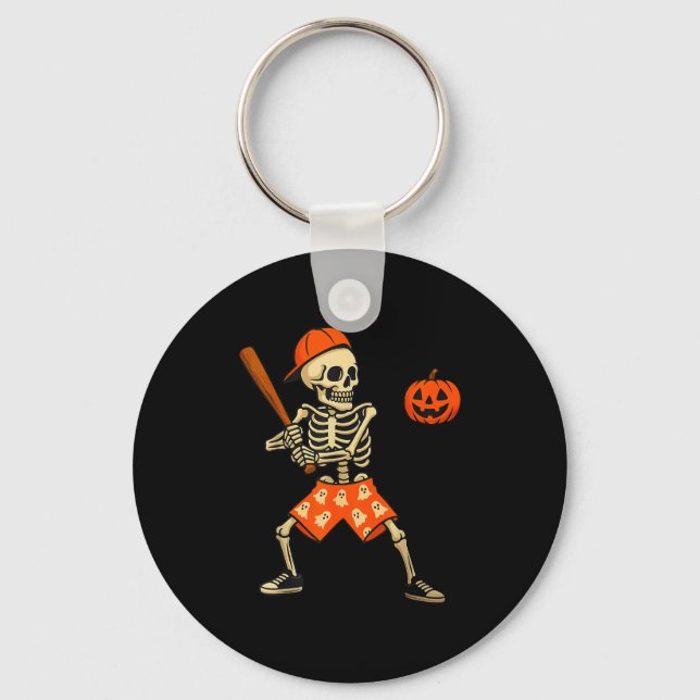 Llavero Funny Skeleton Baseball Batting Halloween Costume  (Anverso)