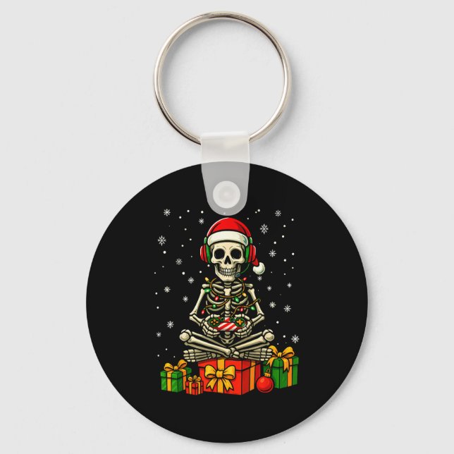 Llavero Funny Skeleton Game Controller Xmas Lights Men Wom (Anverso)