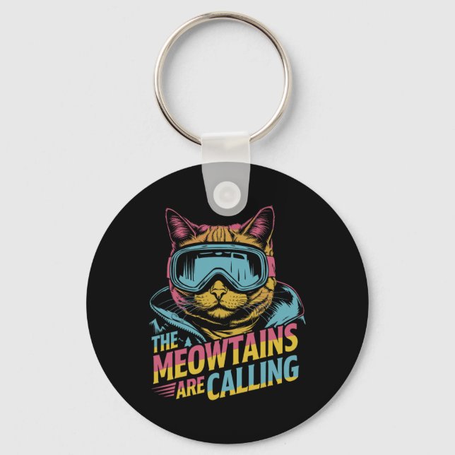 Llavero Funny Skiing Cat Gift Snowboarder Accessories Uni- (Anverso)