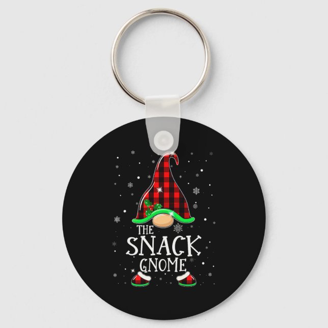 Llavero Funny Snack Gnome Buffalo Plaid Matching Christmas (Anverso)