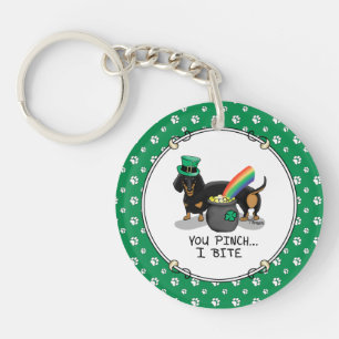 Llavero Funny St. Patrick's Day Dachshund (negro y broncea