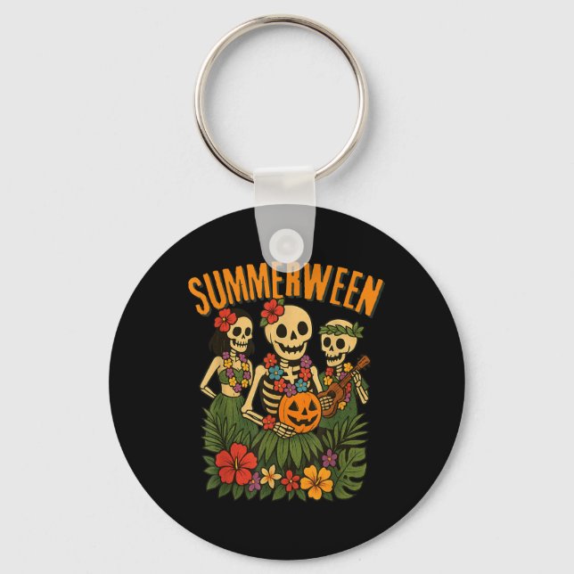 Llavero Funny Summerween Skeletons Luau Fiesta Halloween B (Anverso)