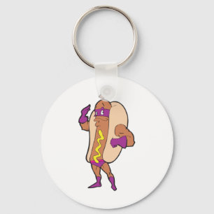 Llavero funny super hero hot dog character