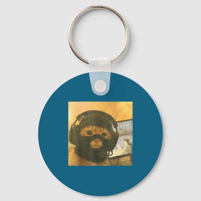 Llavero Funny Tactical Gamer Cat Meme Graphic  (Anverso)