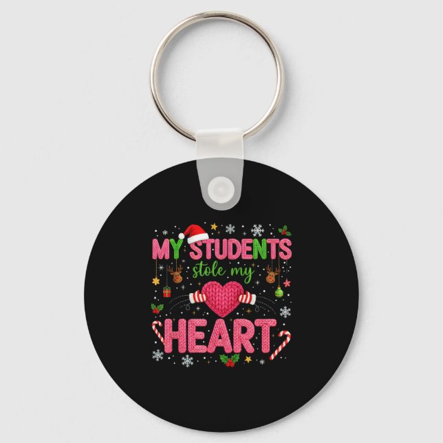 Llavero Funny Teacher Xmas My Students Stole My Heart Chri (Anverso)