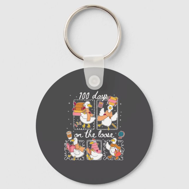 Llavero Funny Teachers Silly Goose 100 Day Of School, Goos (Anverso)