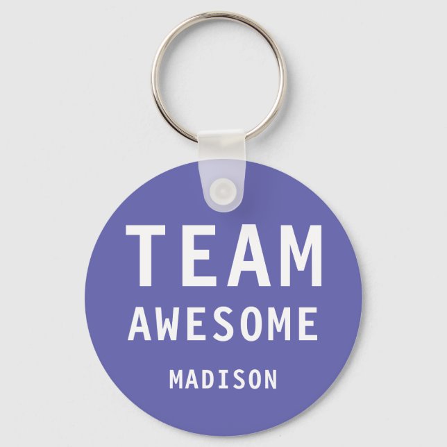 Llavero Funny Team Awesome Purple Nombre Personalizado (Anverso)