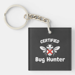 Llavero Funny Tech Keychain - "Cazadora de fallos certific