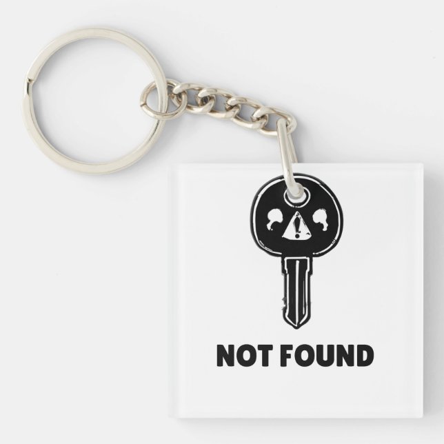 Llavero Funny Tech Keychain - Diseño "404 Key Not Found" (Frente)