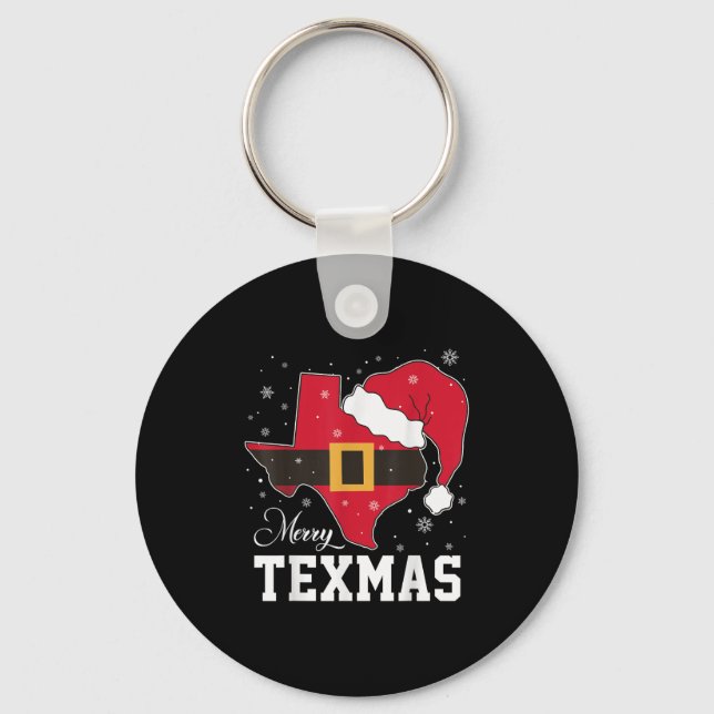Llavero Funny Texas Merry Texmas Navidades de Santa Hat (Anverso)