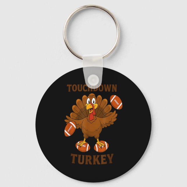 Llavero Funny Thanksgiving Football Touchdown Turkey  (Anverso)