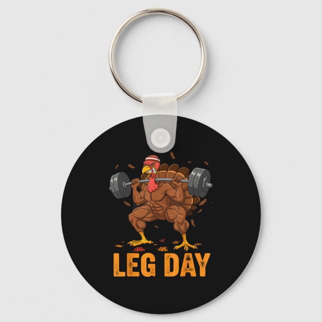 Llavero Funny Thanksgiving Turkey Leg Day Gym Workout Fitn (Anverso)
