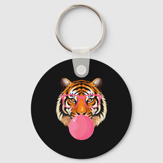Llavero Funny Tiger Gles Blowing Bubble Gum Cute Tiger Fac (Anverso)