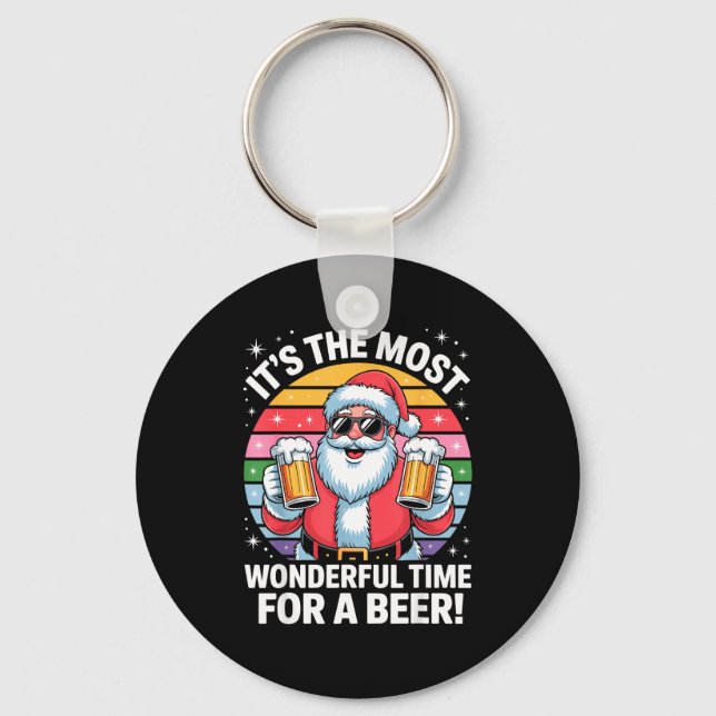 Llavero Funny Time For A Beer Santa Christmas  (Anverso)