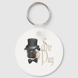 Llavero Funny Top Hat Monocle Sir Pug Dog