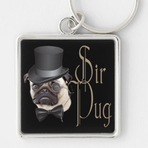 Llavero Funny Top Hat Monocle Sir Pug Dog