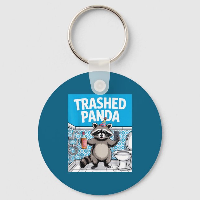 Llavero Funny Trashed Panda Raccoon Gets Drunk  (Anverso)