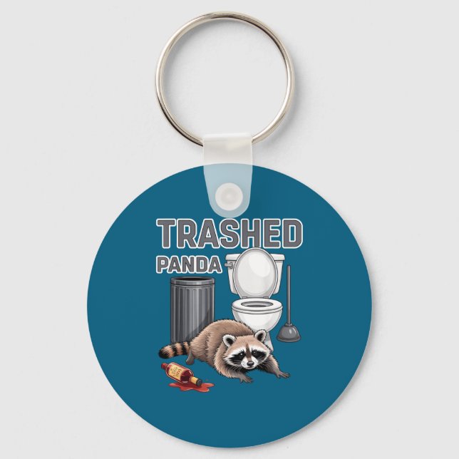 Llavero Funny Trashed Panda Raccoon Gets Drunk  (Anverso)