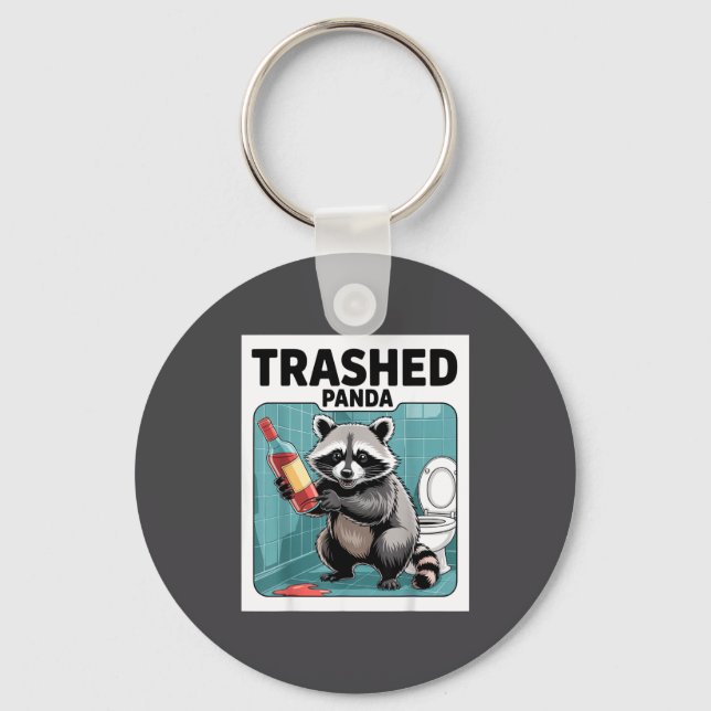 Llavero Funny Trashed Panda Raccoon Gets Drunk  (Anverso)