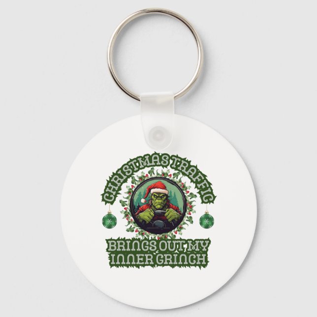 Llavero Funny Trucker Navidades Grinch Traffic Holiday (Anverso)