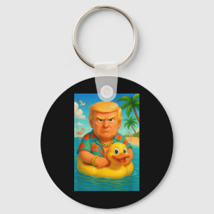 Llavero Funny Trump Sobre El Pato Amarillo Flotante Anillo