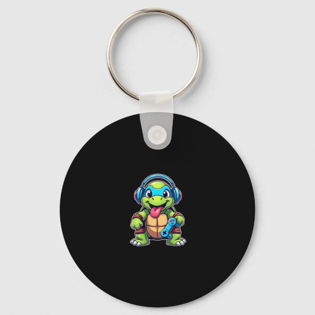 Llavero Funny Turtle Gamer Gaming Turtles Video Game (4) (Anverso)
