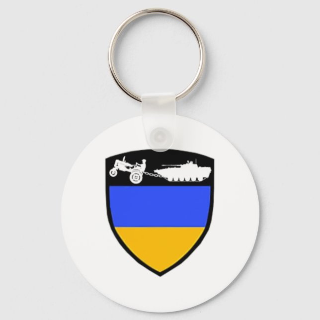 Llavero Funny Ukraine Farmer Tractor Towing Tank Meme  (Anverso)