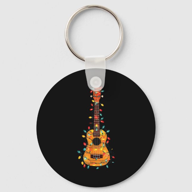 Llavero Funny Ukulele Christmas Graphics Lights Lover Play (Anverso)