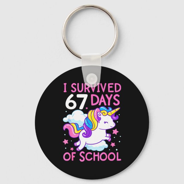 Llavero Funny Unicorn I Survived 67 Days Of School Meme Fo (Anverso)