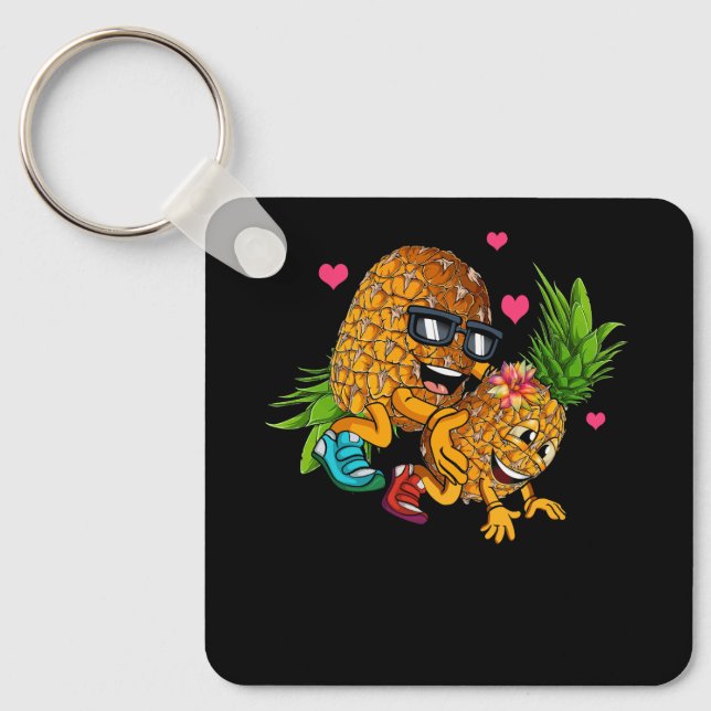 Llavero Funny Upside Down Pineapple Swinger Meme Fruit Gra (Anverso)