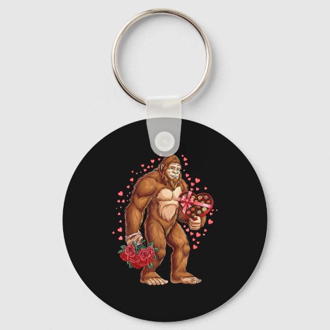 Llavero Funny Valentines Day Bigfoot Heart Love Sasquatch  (Anverso)