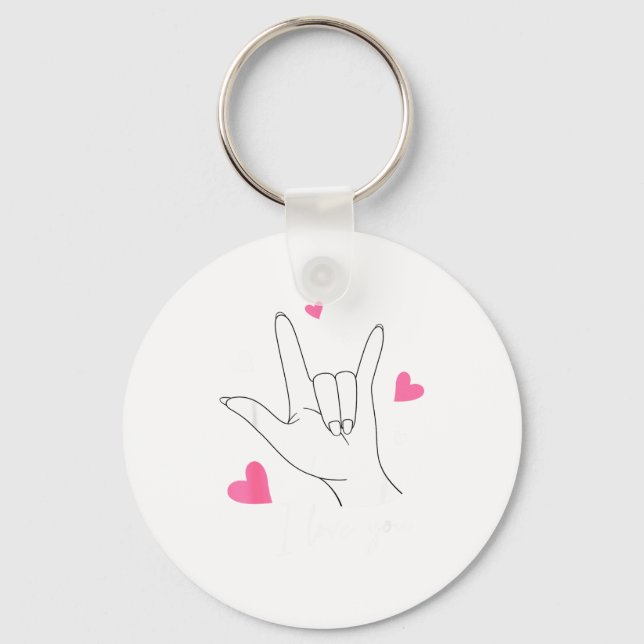 Llavero Funny Valentines Day Heart I Love You Hand Sign La (Anverso)