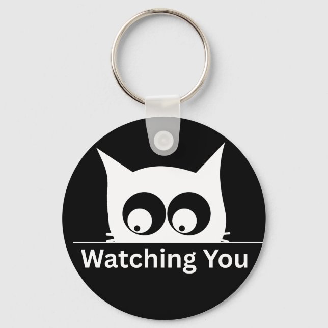 Llavero Funny Watching You Cat Cute Minimal (Anverso)