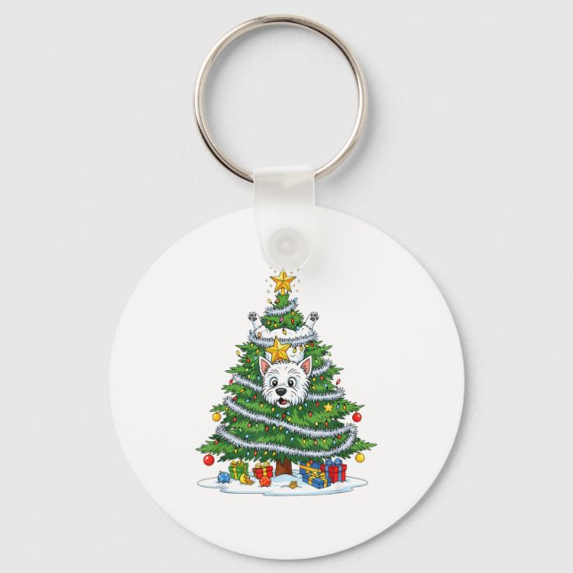 Llavero Funny West Highland White Terrier Dog Christmas Tr (Anverso)